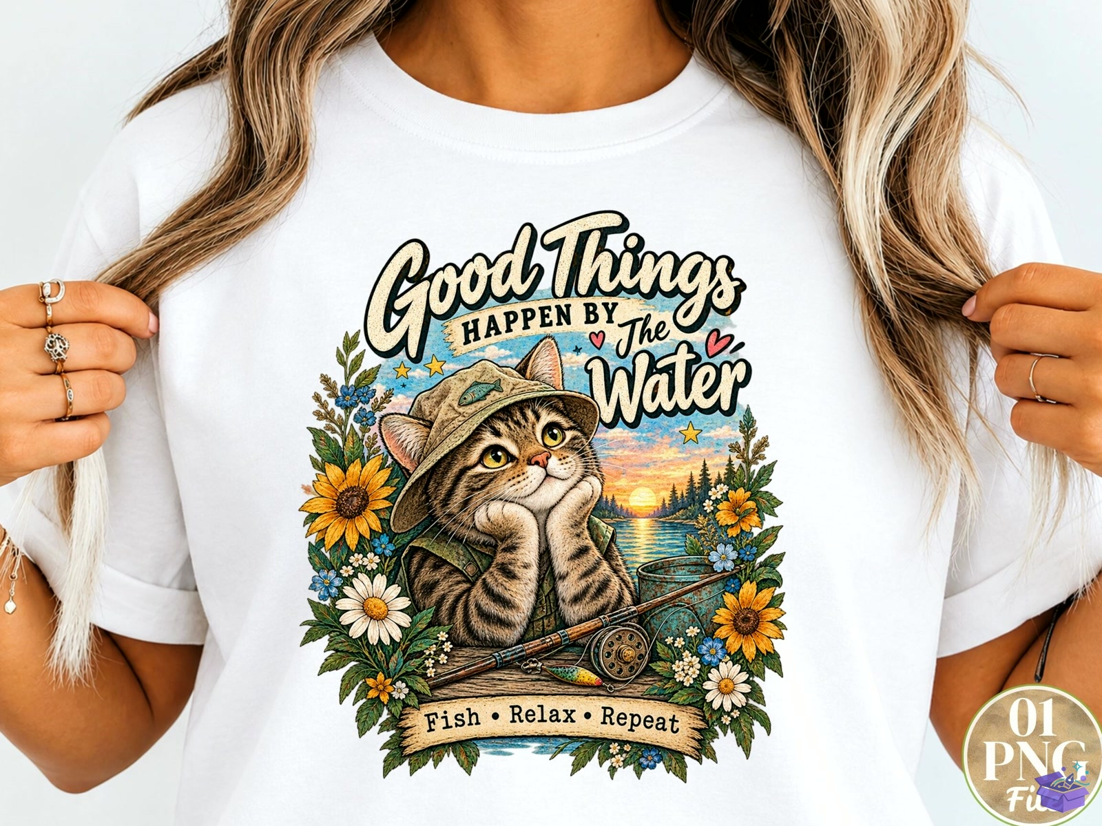 Good Things Happen By The Water PNG Fis - DTF & Süblimasyon Baskı Tasarımı (SVG, DXF, EPS, PNG) - detaylı önizleme 3