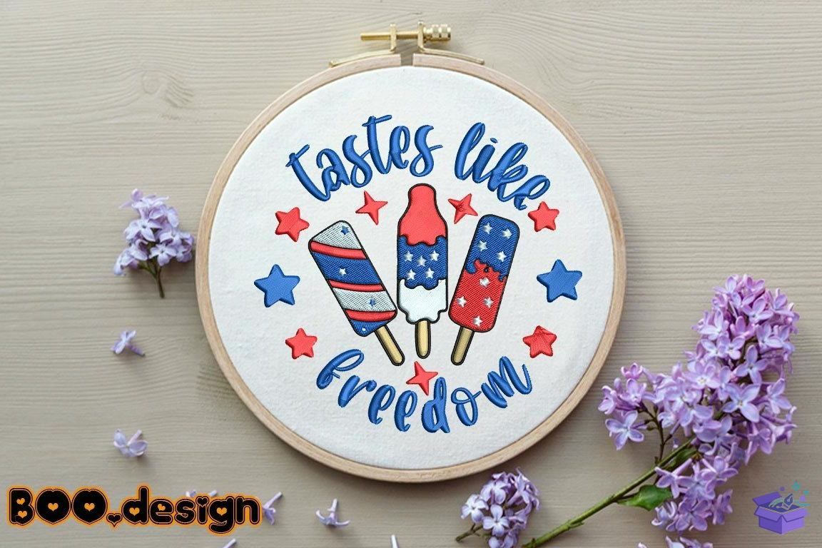 Tastes Like Freedom 4th Of July - Makine Nakış Deseni (SVG, DXF, EPS, PNG) - detaylı önizleme 3