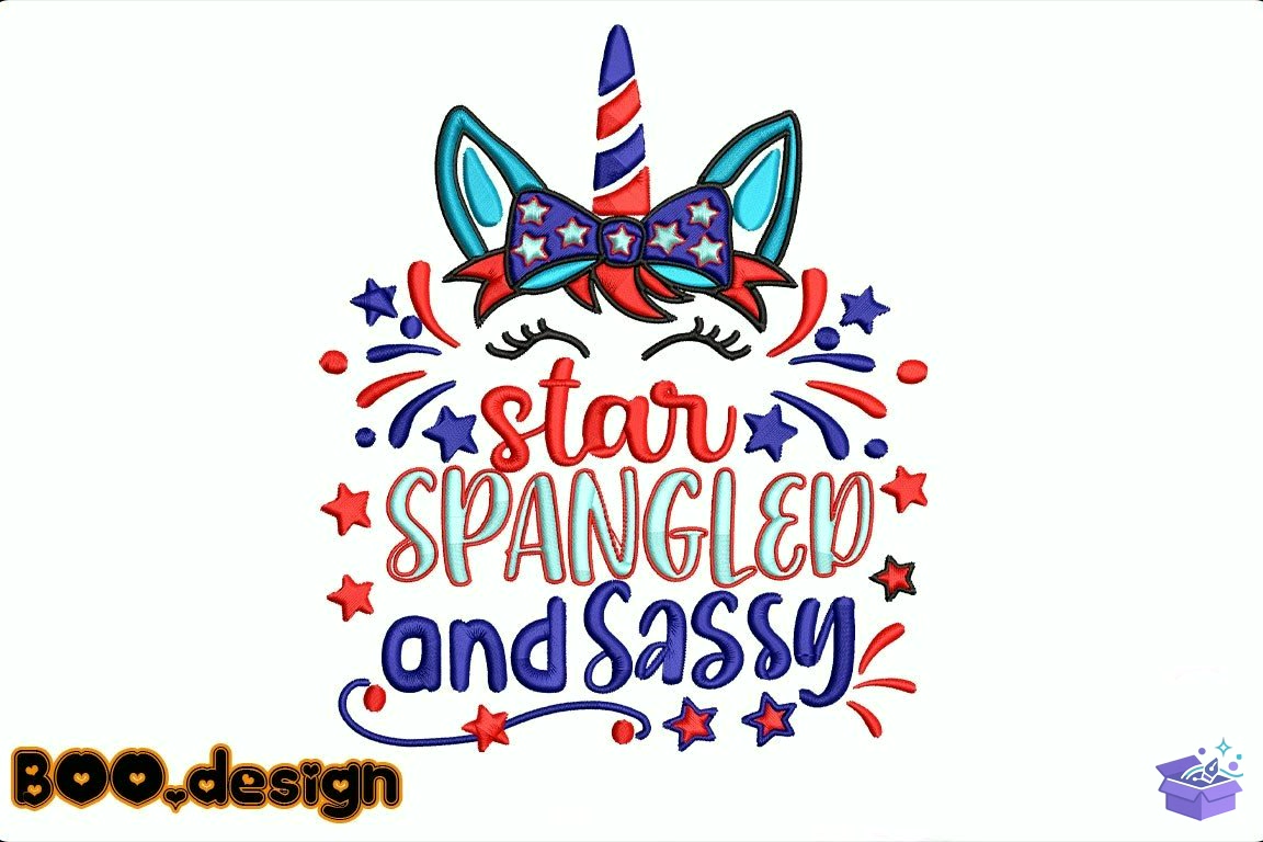 Unicorn Star Spangled And Sassy - Makine Nakış Deseni (SVG, DXF, EPS, PNG) - Nakış Desenleri İndir (DXF, SVG, EPS)