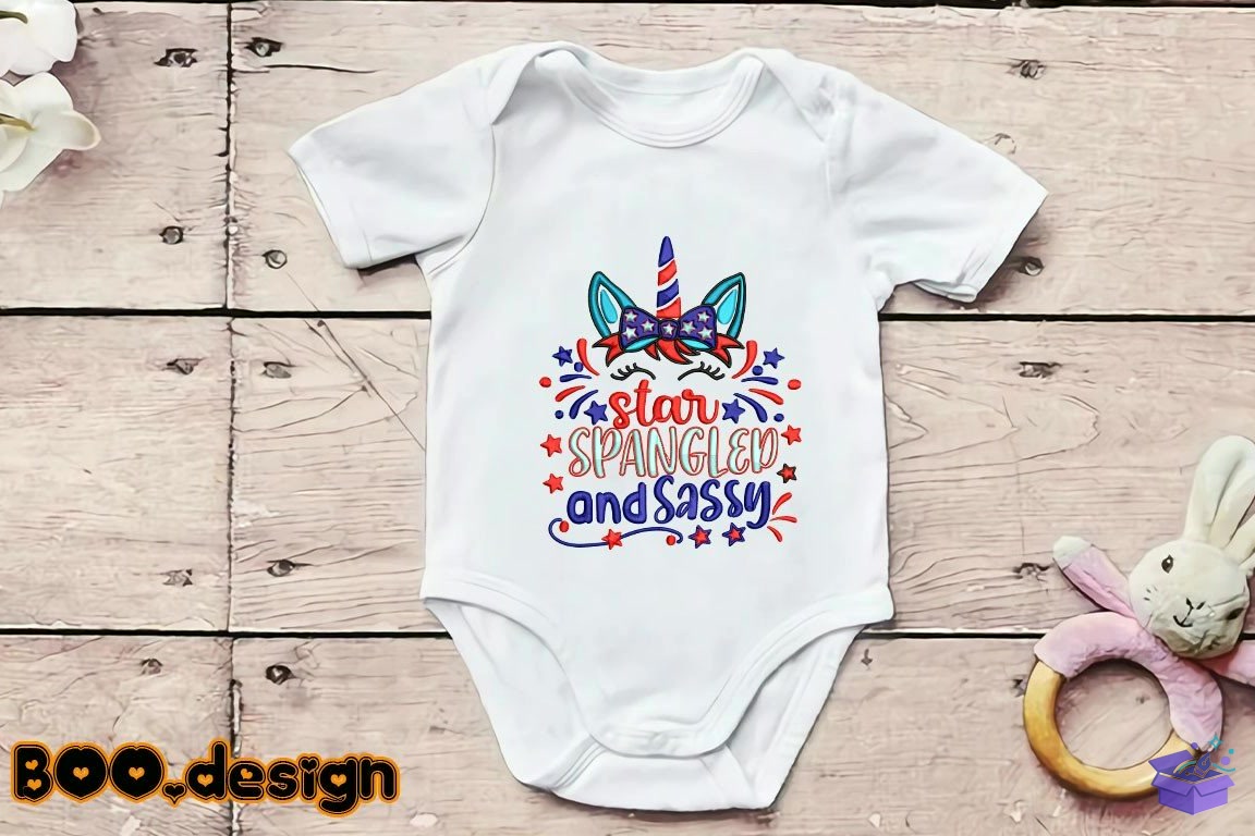Unicorn Star Spangled And Sassy - Makine Nakış Deseni (SVG, DXF, EPS, PNG) - detaylı önizleme 2