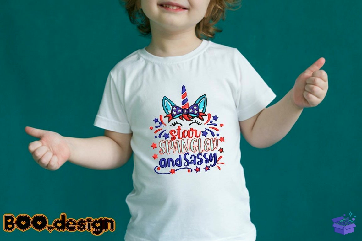 Unicorn Star Spangled And Sassy - Makine Nakış Deseni (SVG, DXF, EPS, PNG) - detaylı önizleme 4