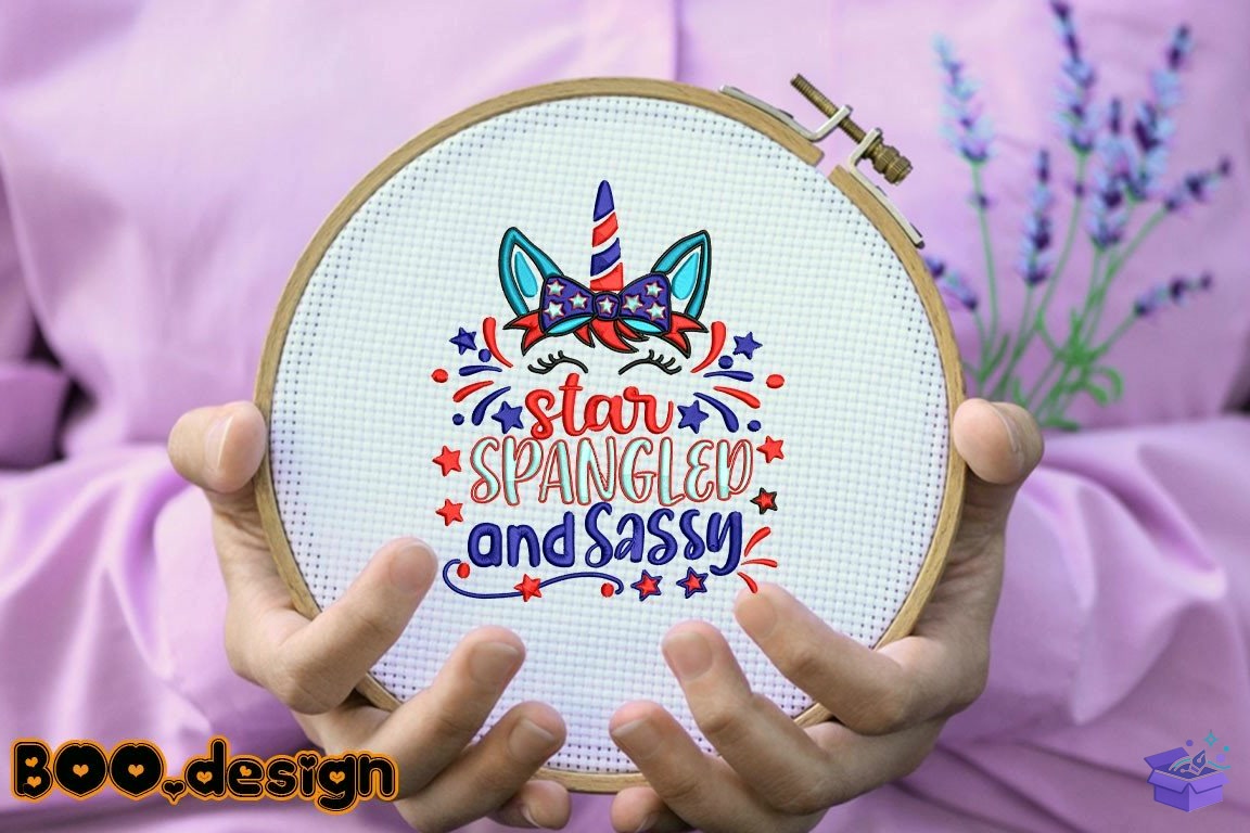 Unicorn Star Spangled And Sassy - Makine Nakış Deseni (SVG, DXF, EPS, PNG) - detaylı önizleme 6