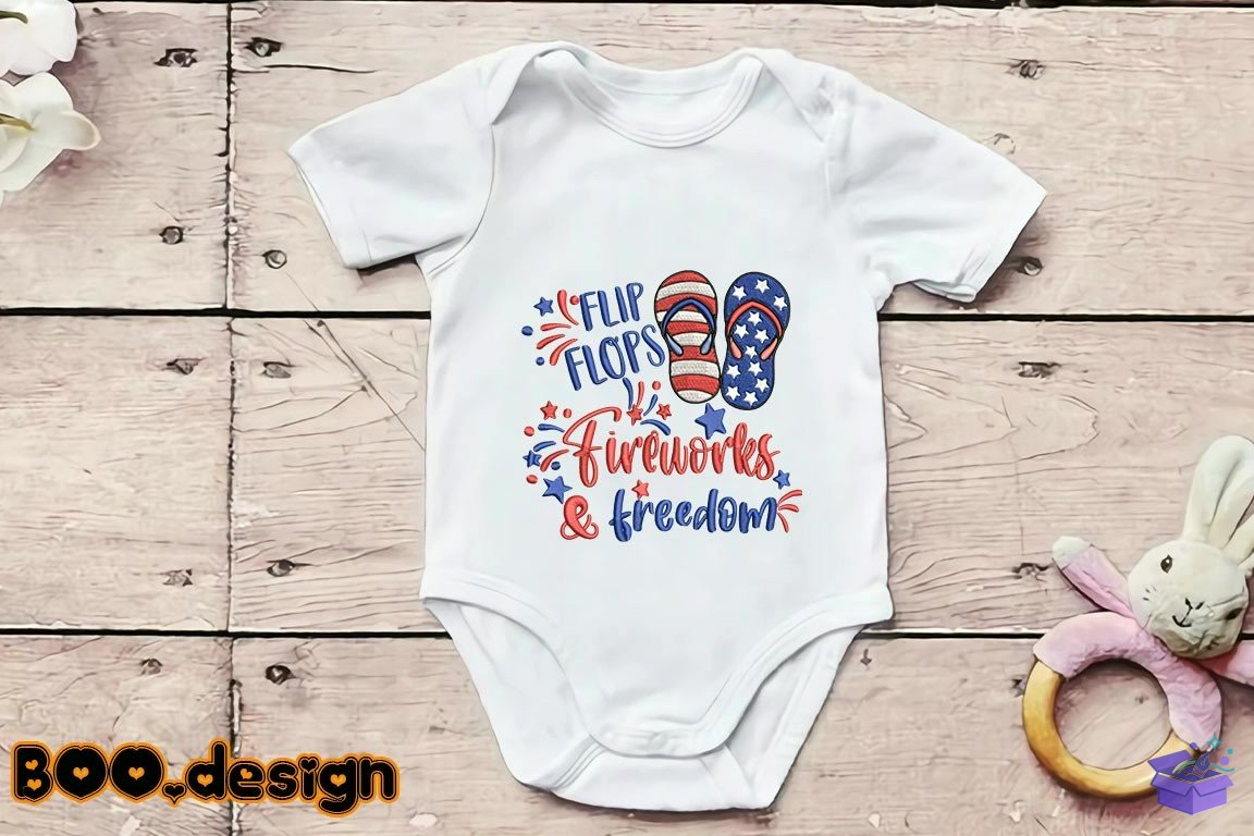 Flip Flops Fireworks And Freedom - Makine Nakış Deseni (SVG, DXF, EPS, PNG) - detaylı önizleme 2