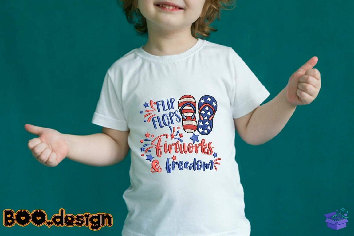 Flip Flops Fireworks And Freedom - Makine Nakış Deseni (SVG, DXF, EPS, PNG) - detaylı önizleme 4