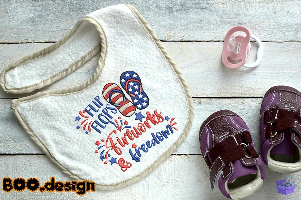 Flip Flops Fireworks And Freedom - Makine Nakış Deseni (SVG, DXF, EPS, PNG) - detaylı önizleme 5