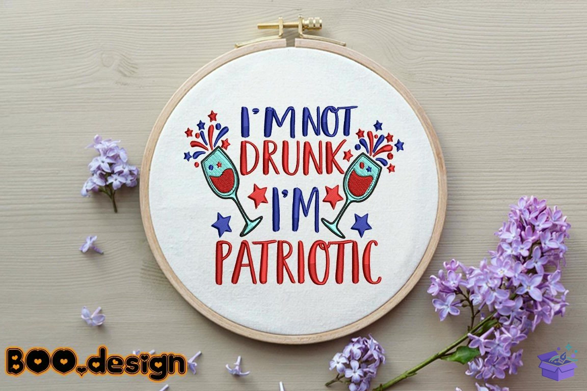 I'm Not Drunk I'm Patriotic - Makine Nakış Deseni (SVG, DXF, EPS, PNG) - detaylı önizleme 3