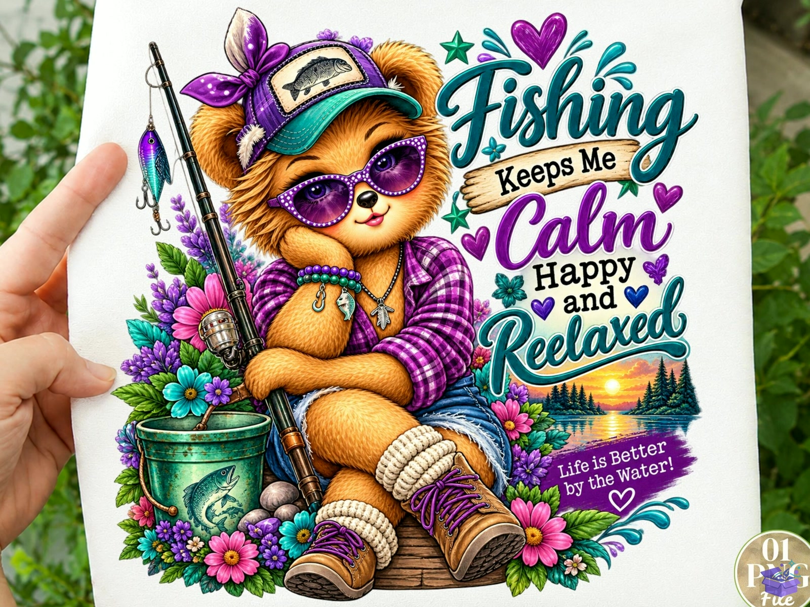 Fishing Keeps Me Calm Happy And Relaxed - DTF & Süblimasyon Baskı Tasarımı (SVG, DXF, EPS, PNG) - detaylı önizleme 2
