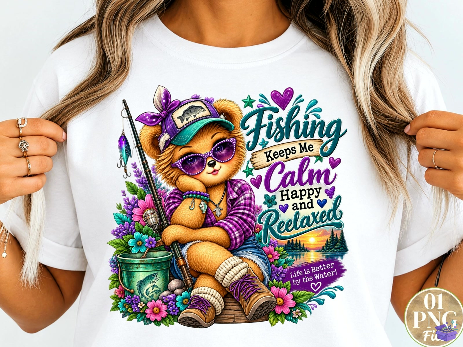 Fishing Keeps Me Calm Happy And Relaxed - DTF & Süblimasyon Baskı Tasarımı (SVG, DXF, EPS, PNG) - detaylı önizleme 3