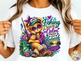 "Fishing Keeps Me Calm Happy And Relaxed" Balıkçılık Tasarımı - DTF & Süblimasyon Baskı Tasarımı (PNG) - detaylı önizleme 3