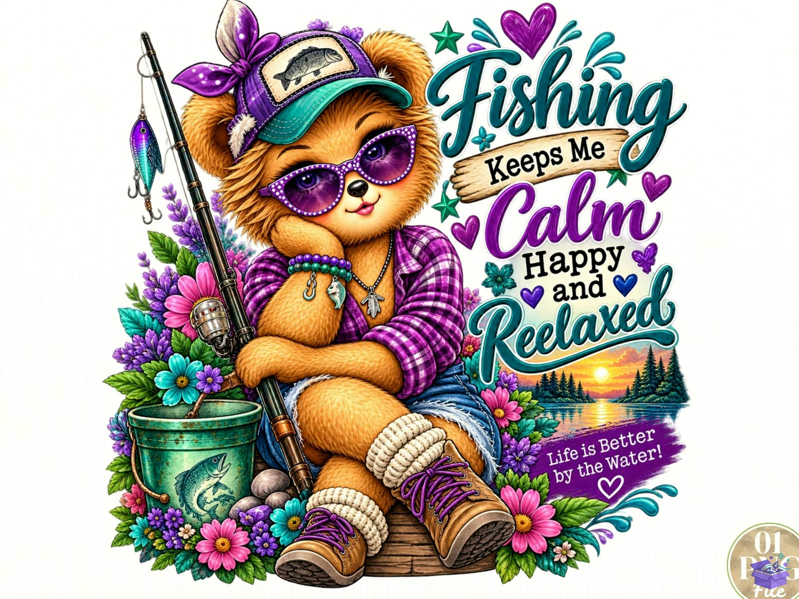 Fishing Keeps Me Calm Happy And Relaxed - DTF & Süblimasyon Baskı Tasarımı (SVG, DXF, EPS, PNG) - detaylı önizleme 4