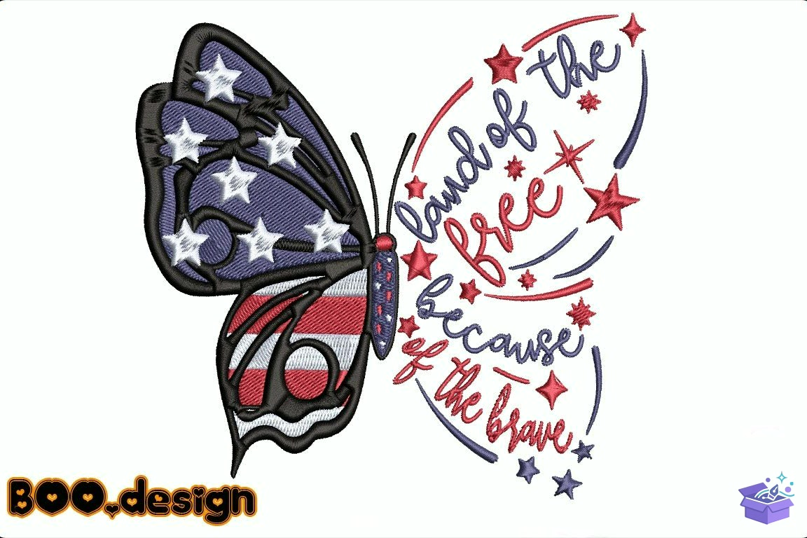 Land Of The Because Of The Brave - Makine Nakış Deseni (SVG, DXF, EPS, PNG) - Nakış Desenleri İndir (DXF, SVG, EPS)