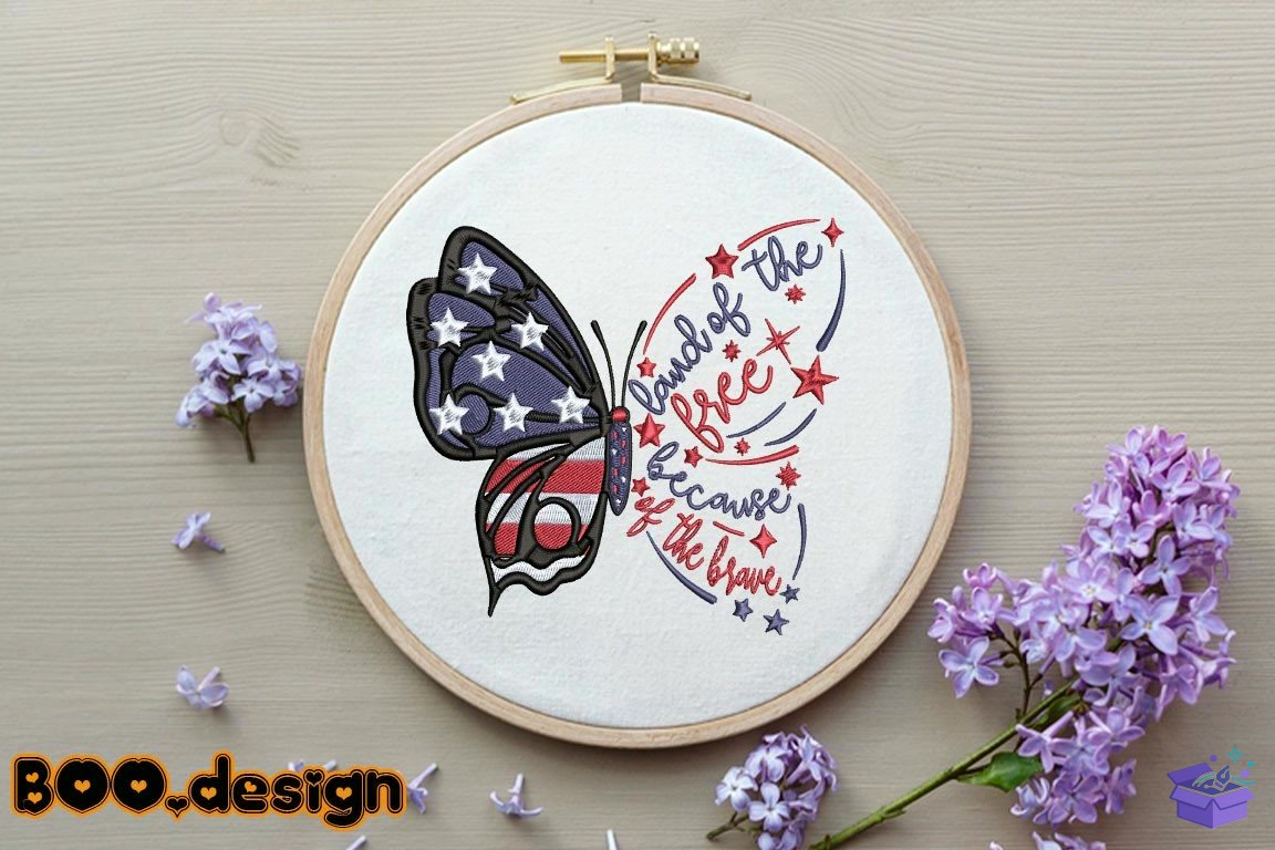 Land Of The Because Of The Brave - Makine Nakış Deseni (SVG, DXF, EPS, PNG) - detaylı önizleme 3