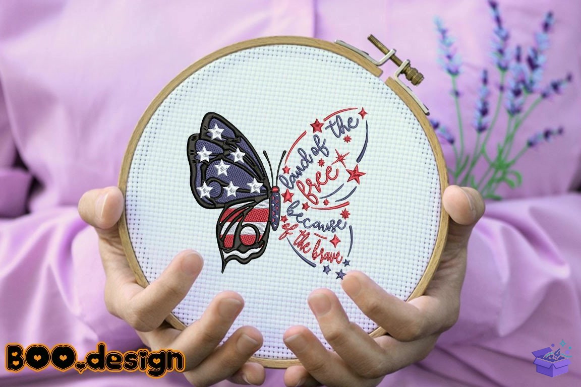 Land Of The Because Of The Brave - Makine Nakış Deseni (SVG, DXF, EPS, PNG) - detaylı önizleme 6