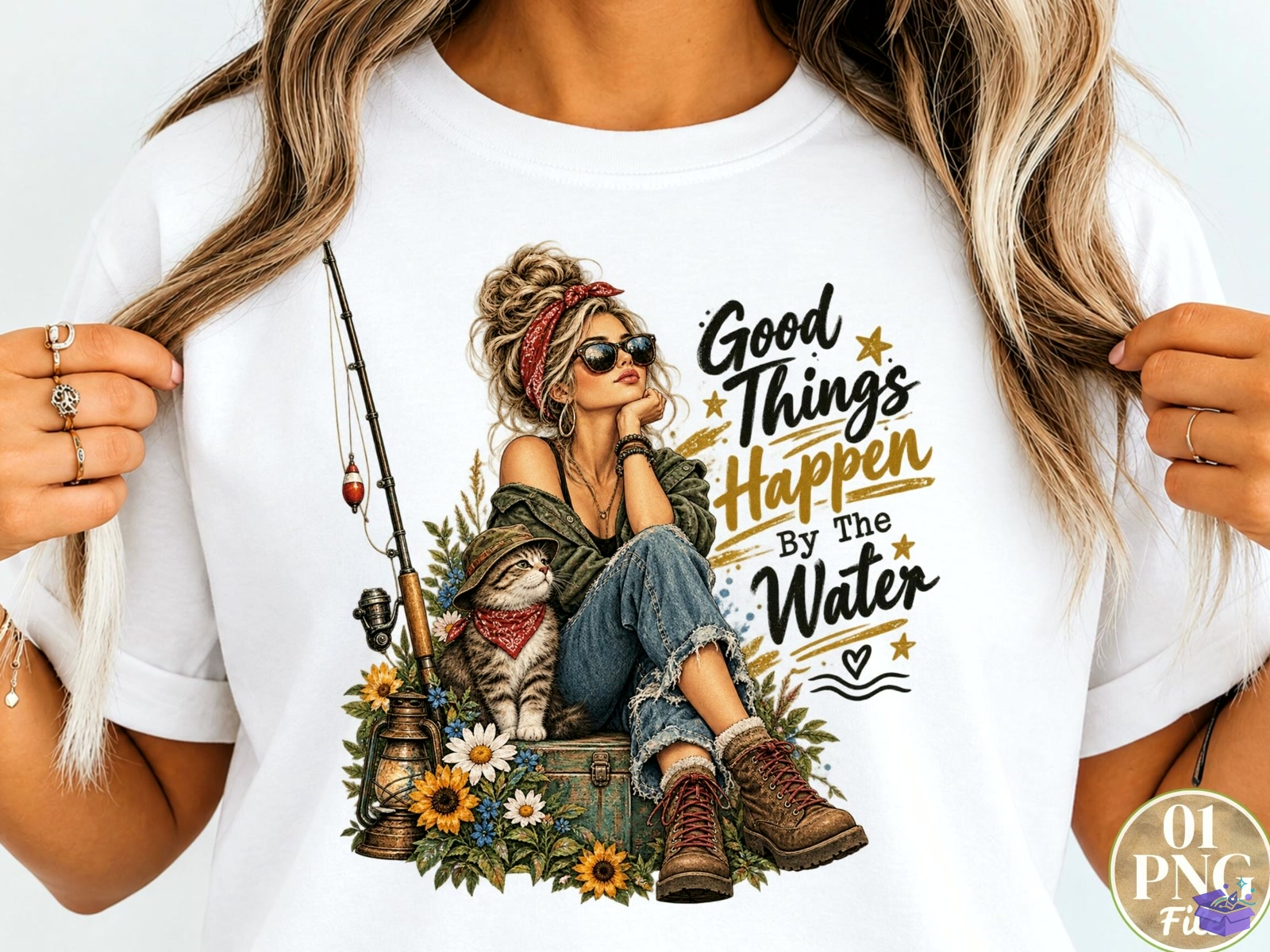 Good Things Happen By The Water PNG Fis - DTF & Süblimasyon Baskı Tasarımı (SVG, DXF, EPS, PNG) - detaylı önizleme 3