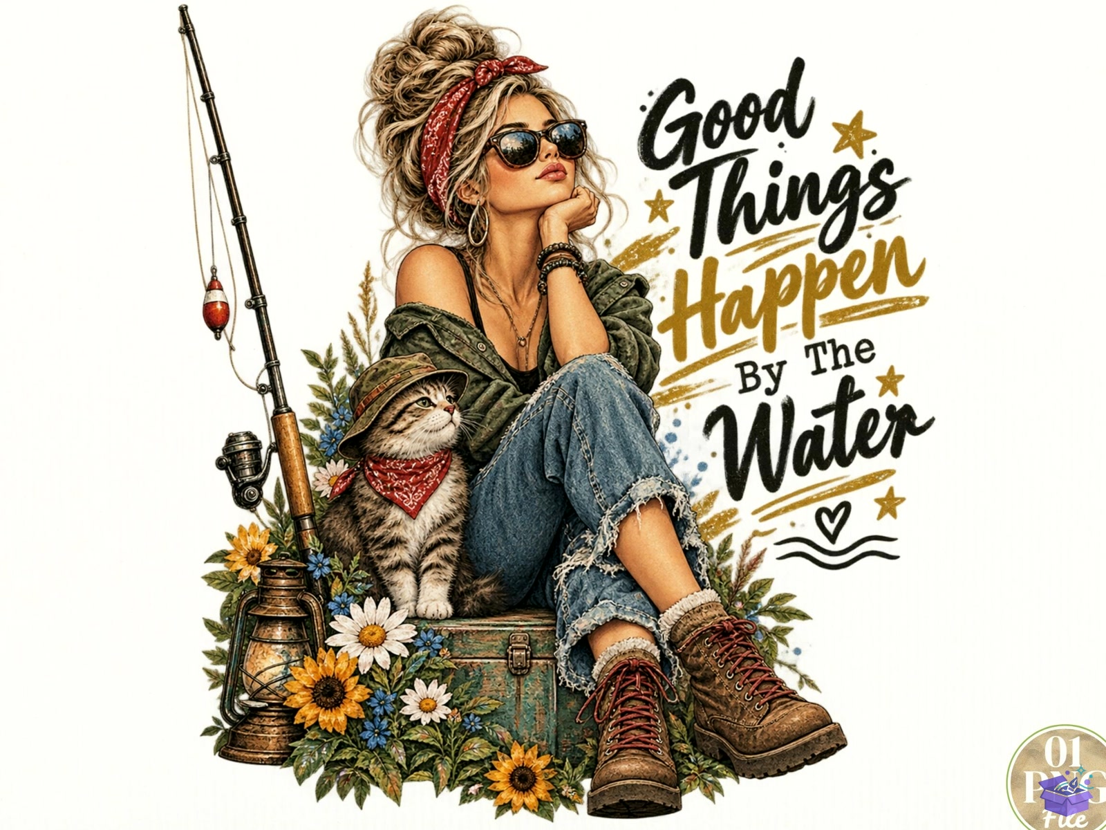 Good Things Happen By The Water PNG Fis - DTF & Süblimasyon Baskı Tasarımı (SVG, DXF, EPS, PNG) - detaylı önizleme 4