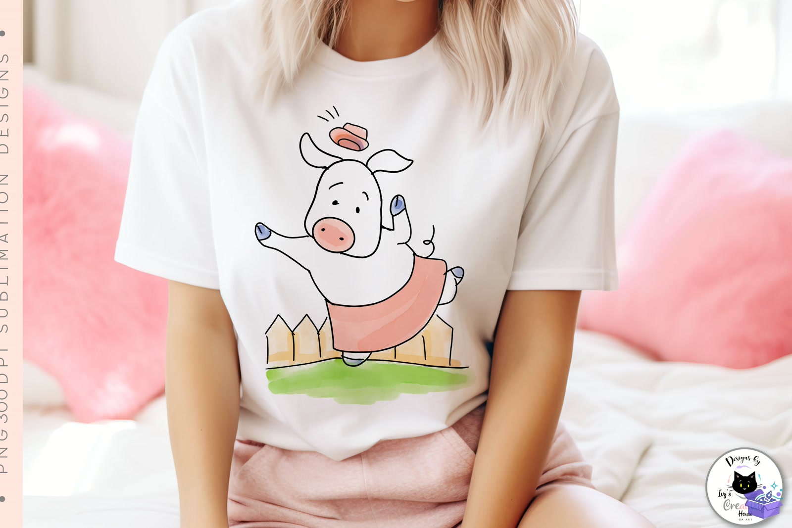 Cute Pig Doodles Farm Animal - DTF & Süblimasyon Baskı Tasarımı (SVG, DXF, EPS, PNG) - detaylı önizleme 4