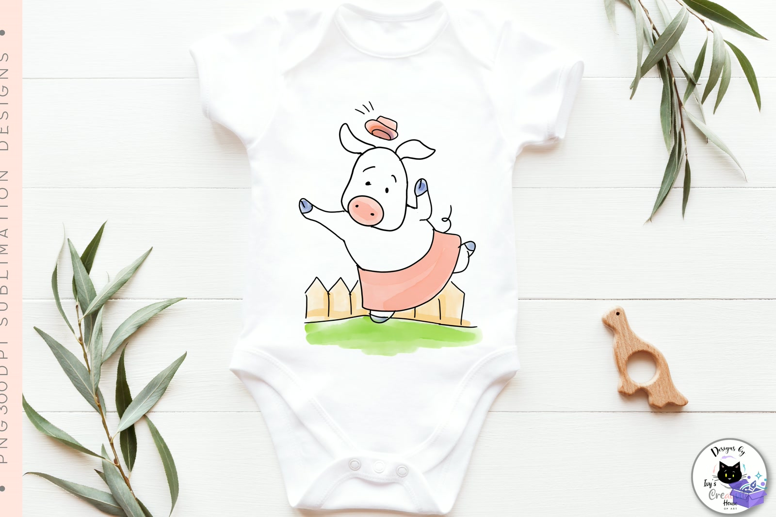 Cute Pig Doodles Farm Animal - DTF & Süblimasyon Baskı Tasarımı (SVG, DXF, EPS, PNG) - detaylı önizleme 5