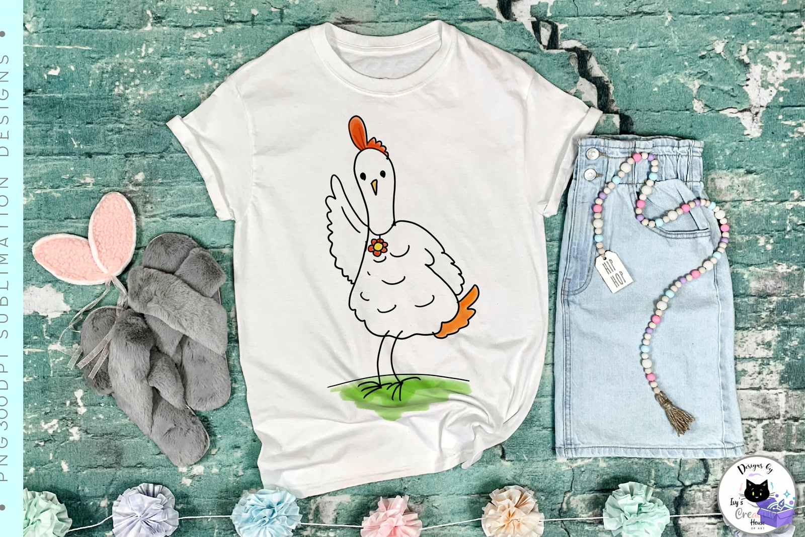 Funny Chicken Doodles Animal - DTF & Süblimasyon Baskı Tasarımı (SVG, DXF, EPS, PNG) - detaylı önizleme 2