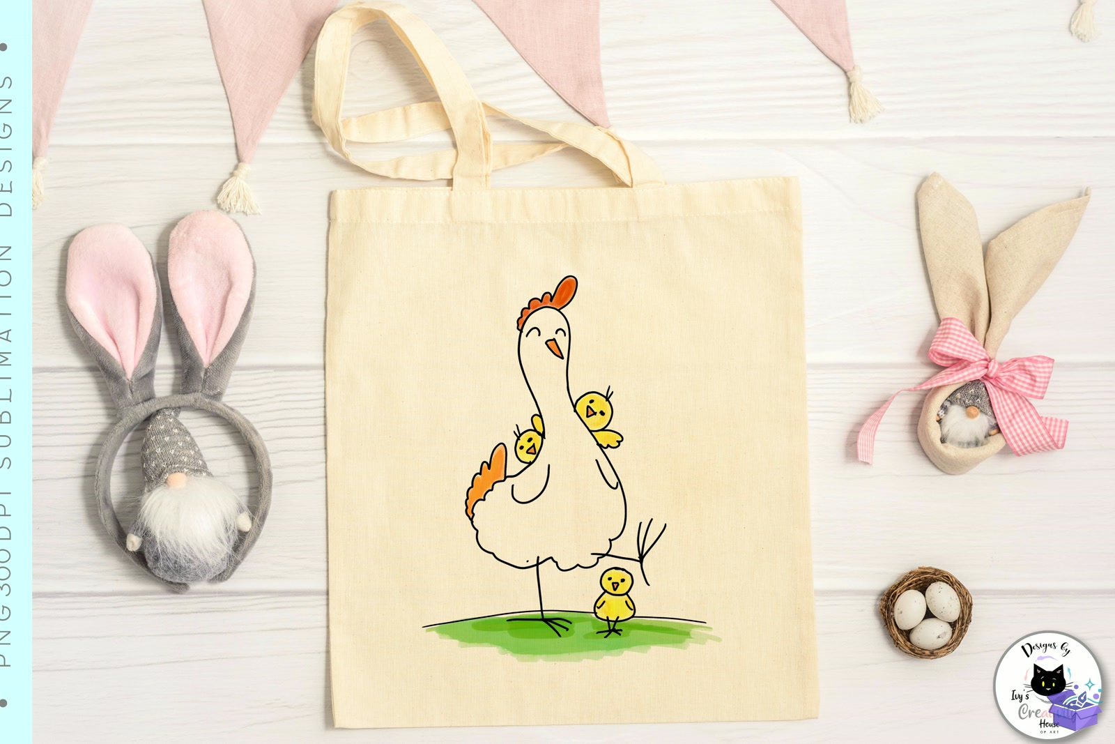 Funny Chicken Doodles Animal - DTF & Süblimasyon Baskı Tasarımı (SVG, DXF, EPS, PNG) - detaylı önizleme 3
