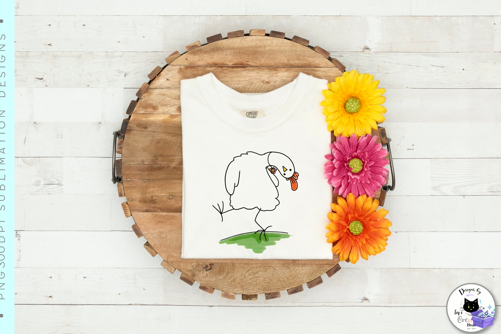 Funny Chicken Doodles Animal - DTF & Süblimasyon Baskı Tasarımı (SVG, DXF, EPS, PNG) - detaylı önizleme 4