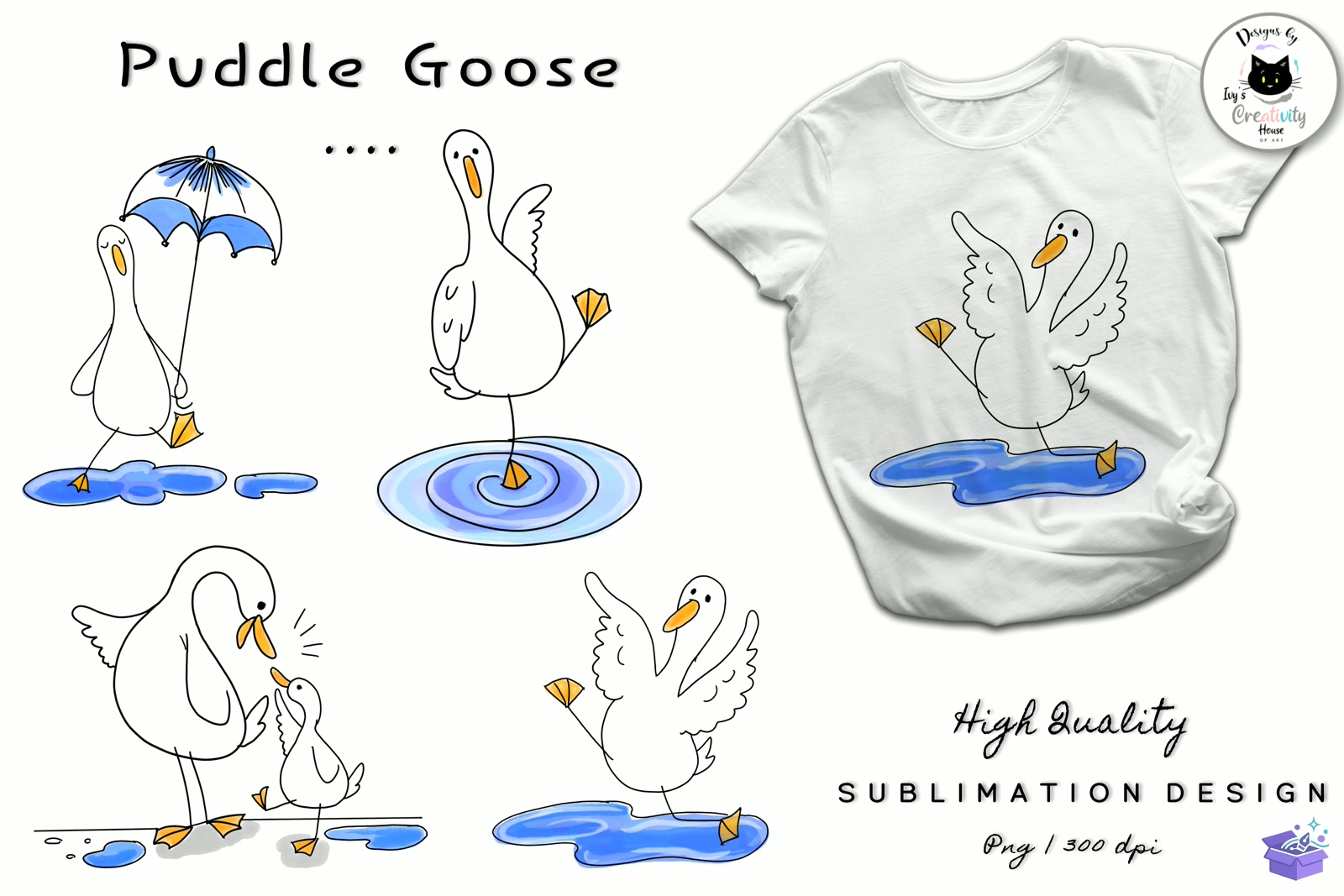 Funny Goose Animal Doodles - DTF & Süblimasyon Baskı Tasarımı (SVG, DXF, EPS, PNG) - Süblimasyon İndir (DXF, SVG, EPS)