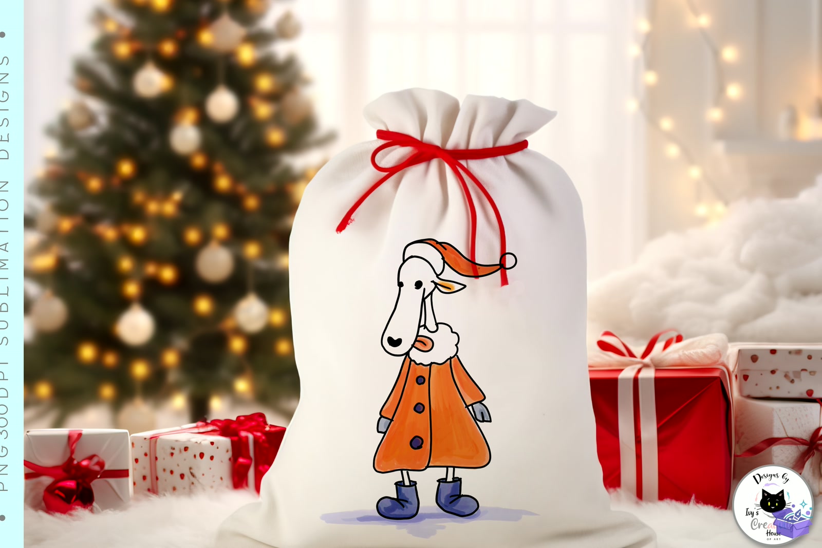 Funny Yılbaşı Ren Geyiği Doodle - DTF & Süblimasyon Baskı Tasarımı (SVG, DXF, EPS, PNG) - detaylı önizleme 2