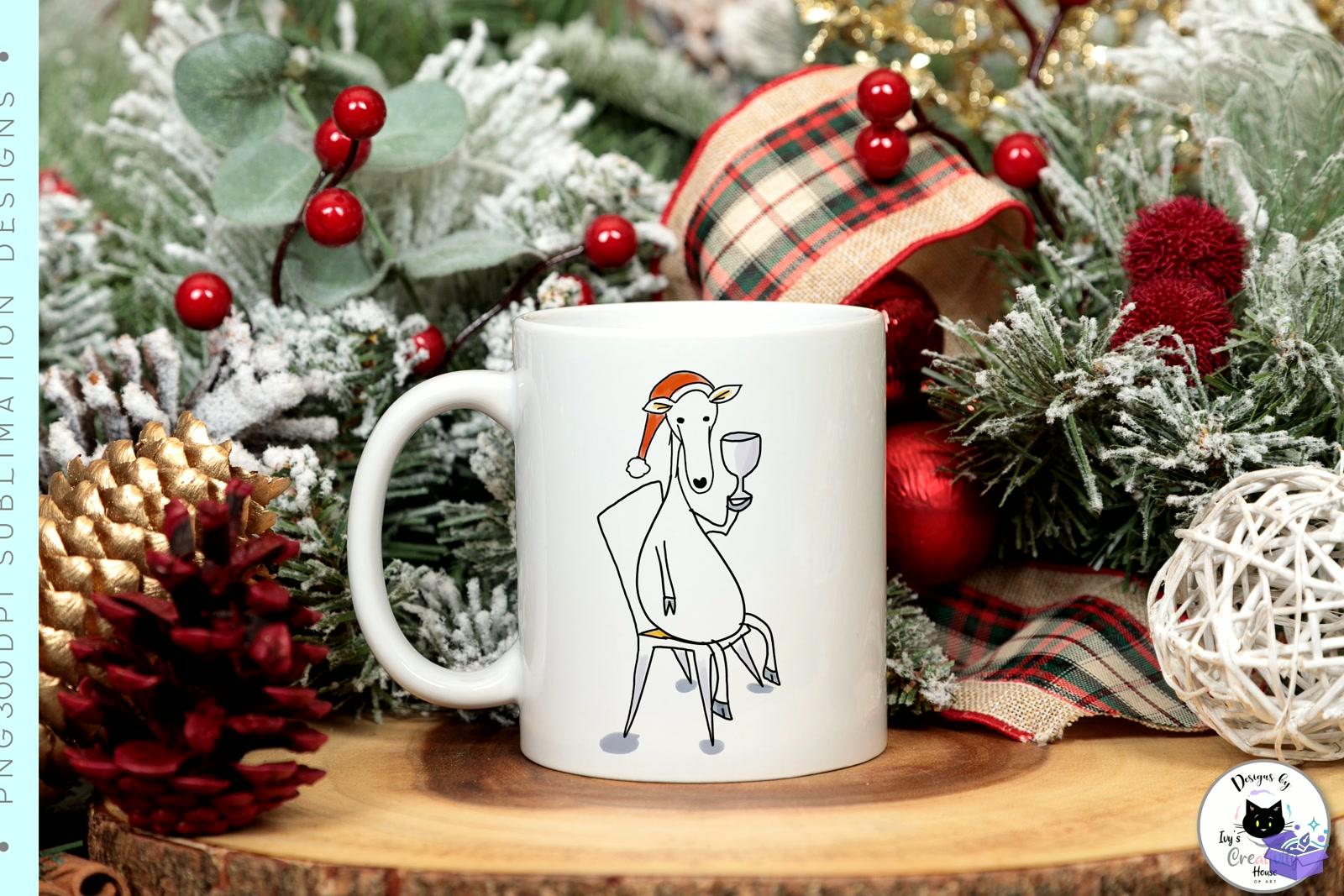 Funny Yılbaşı Ren Geyiği Doodle - DTF & Süblimasyon Baskı Tasarımı (SVG, DXF, EPS, PNG) - detaylı önizleme 3
