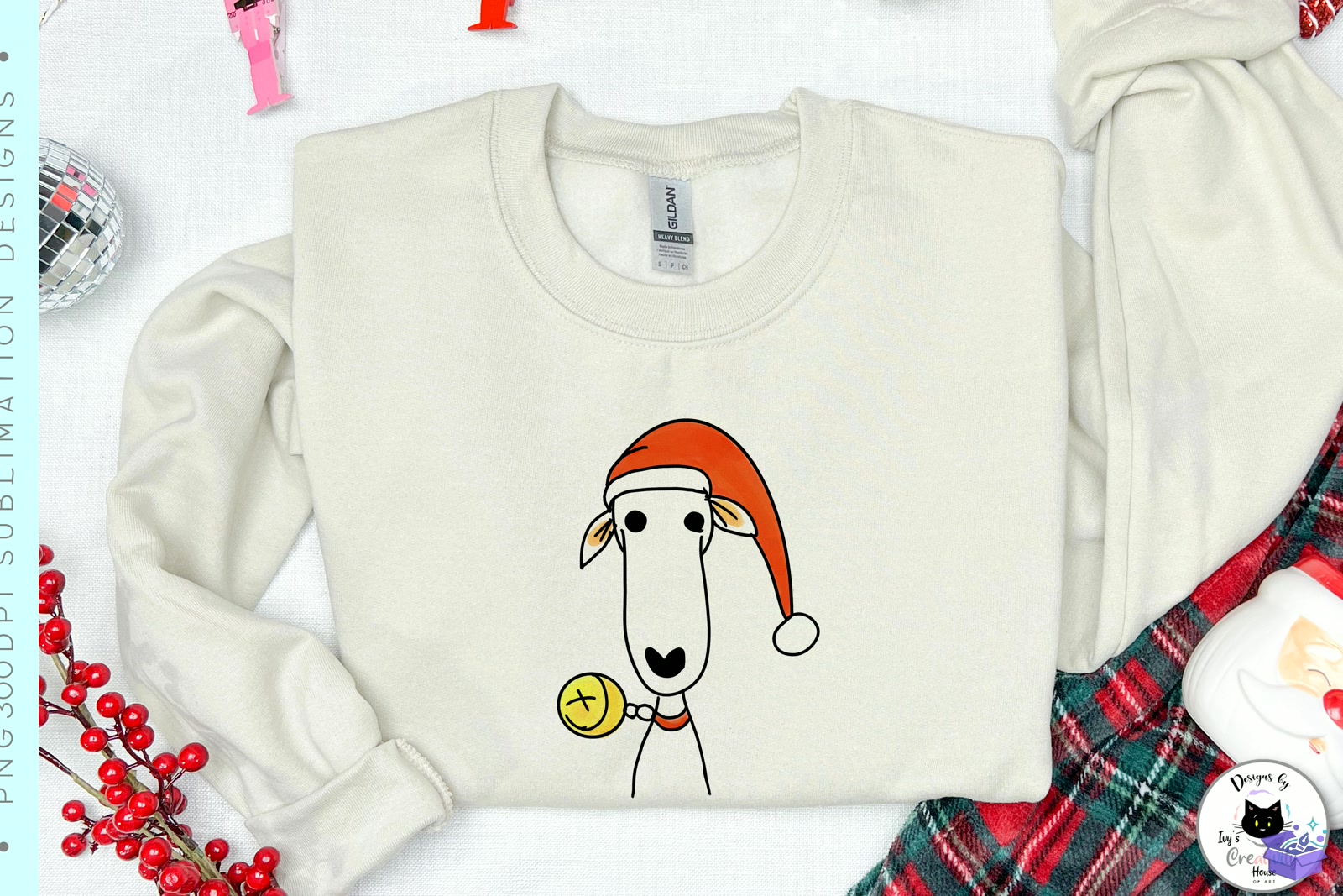 Funny Yılbaşı Ren Geyiği Doodle - DTF & Süblimasyon Baskı Tasarımı (SVG, DXF, EPS, PNG) - detaylı önizleme 4