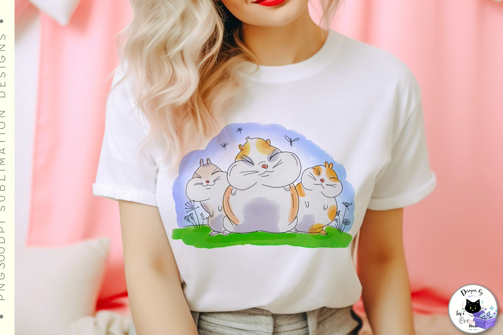 Cute Hamsters Funny Animal Illustration - DTF & Süblimasyon Baskı Tasarımı (SVG, DXF, EPS, PNG) - detaylı önizleme 2
