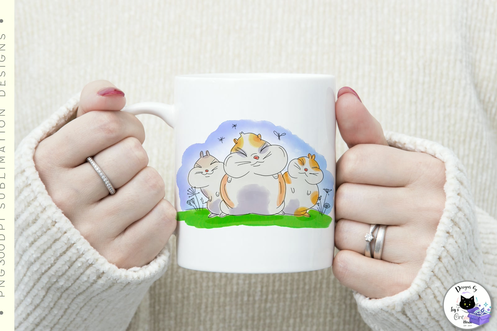 Cute Hamsters Funny Animal Illustration - DTF & Süblimasyon Baskı Tasarımı (SVG, DXF, EPS, PNG) - detaylı önizleme 3