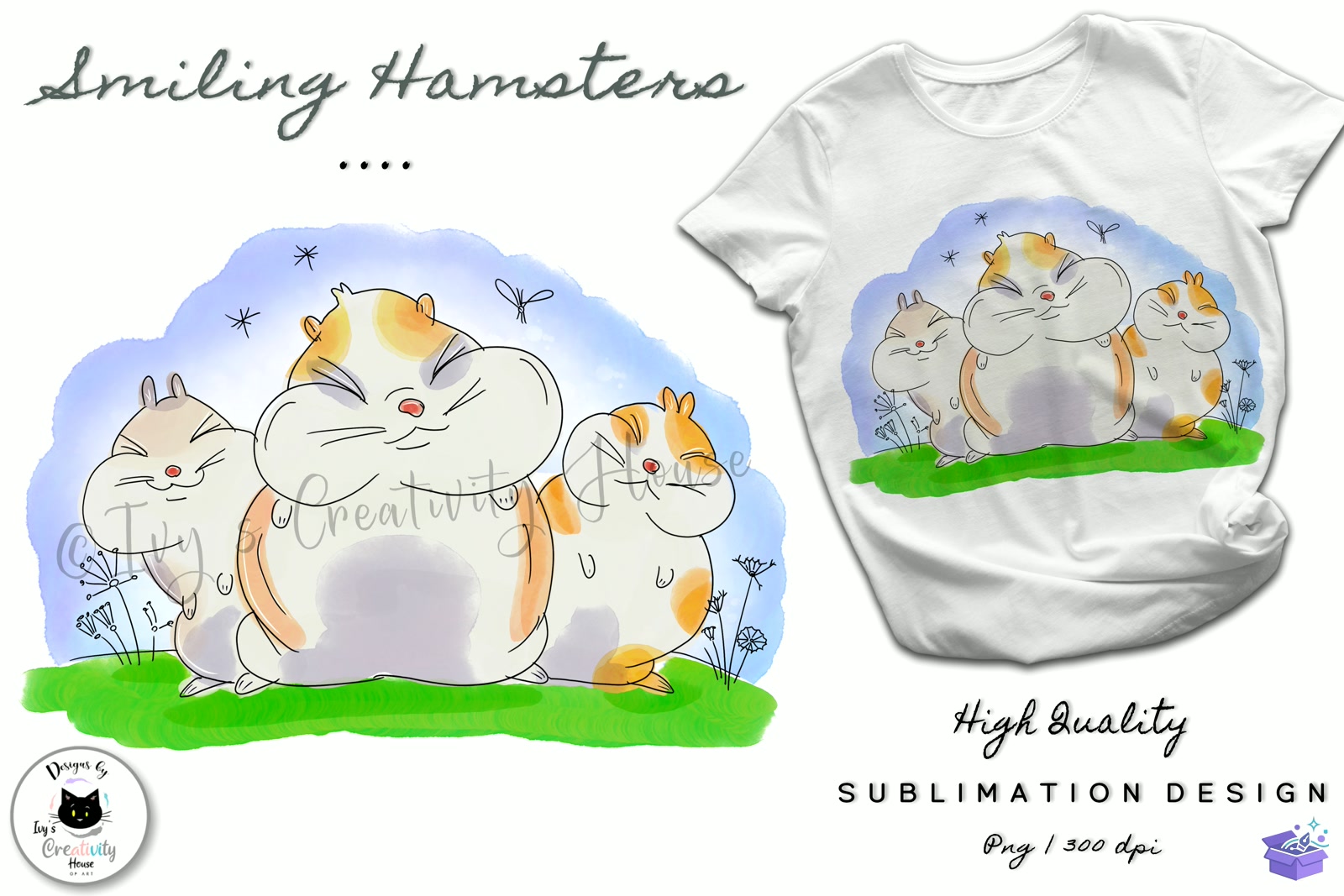 Cute Hamsters Funny Animal Illustration - DTF & Süblimasyon Baskı Tasarımı (SVG, DXF, EPS, PNG) - detaylı önizleme 5