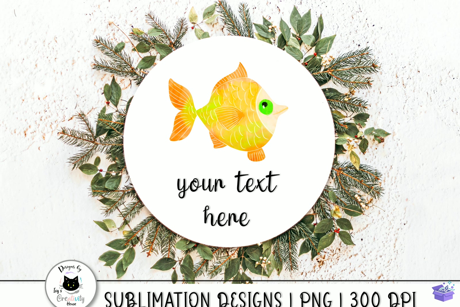 Cute Watercolor Fish - DTF & Süblimasyon Baskı Tasarımı (SVG, DXF, EPS, PNG) - detaylı önizleme 3