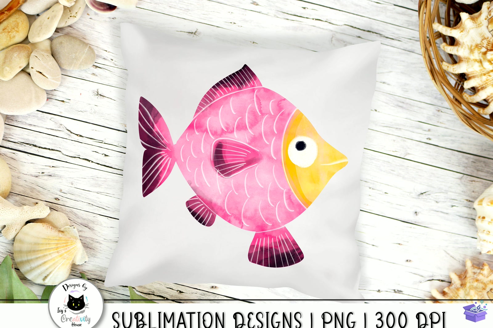Cute Watercolor Fish - DTF & Süblimasyon Baskı Tasarımı (SVG, DXF, EPS, PNG) - detaylı önizleme 5