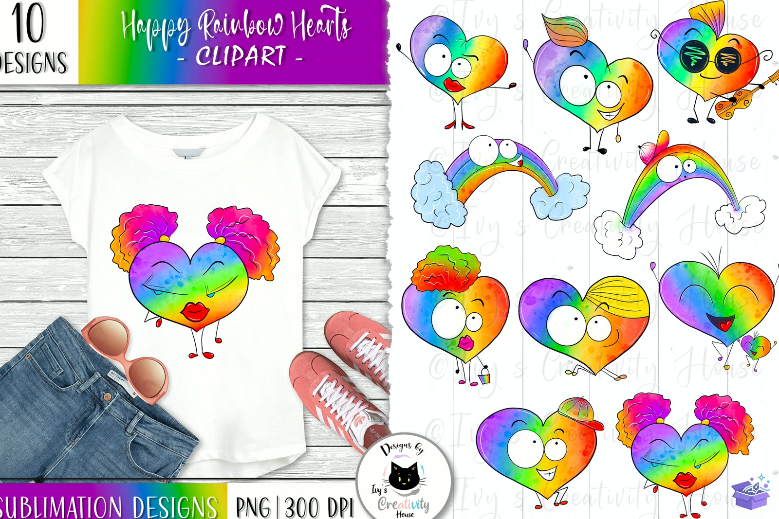 Funny Rainbow Kalp Temalı Pride PNG - DTF & Süblimasyon Baskı Tasarımı (SVG, DXF, EPS, PNG) - Süblimasyon İndir (DXF, SVG, AI)