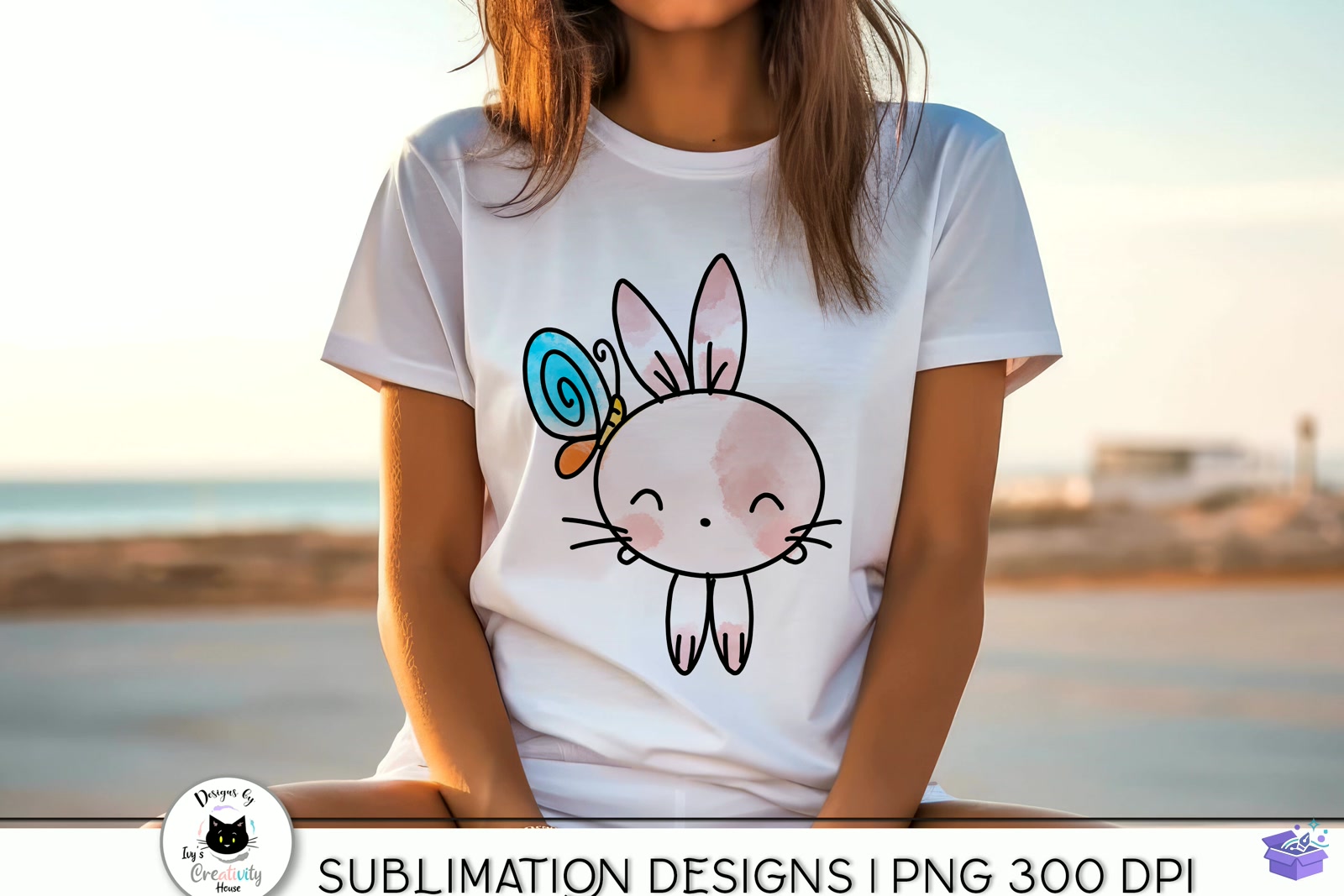 Kawaii Animal Cute Bunny PNG - DTF & Süblimasyon Baskı Tasarımı (SVG, DXF, EPS, PNG) - detaylı önizleme 3