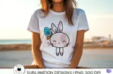 Kawaii Sevimli Tavşan Tasarımı (4 Tasarım) - DTF & Süblimasyon Baskı Tasarımı (PNG) - detaylı önizleme 3
