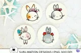 Kawaii Sevimli Tavşan Tasarımı (4 Tasarım) - DTF & Süblimasyon Baskı Tasarımı (PNG) - detaylı önizleme 4