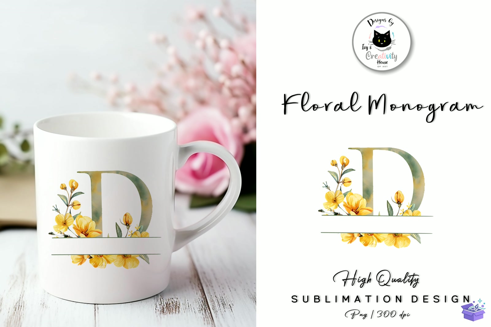 Floral Letter PNG Monogram Süblimasyon Baskı - DTF & Süblimasyon Baskı Tasarımı (SVG, DXF, EPS, PNG) - Süblimasyon İndir (DXF, SVG, EPS)