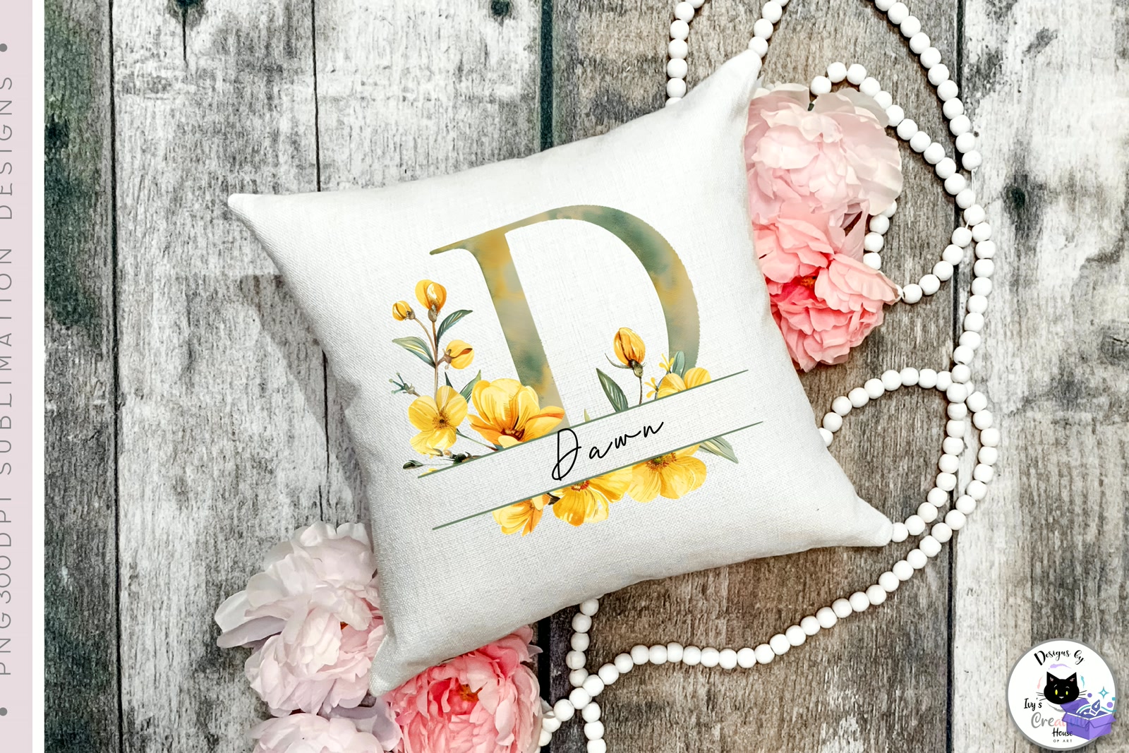 Floral Letter PNG Monogram Süblimasyon Baskı - DTF & Süblimasyon Baskı Tasarımı (SVG, DXF, EPS, PNG) - detaylı önizleme 2