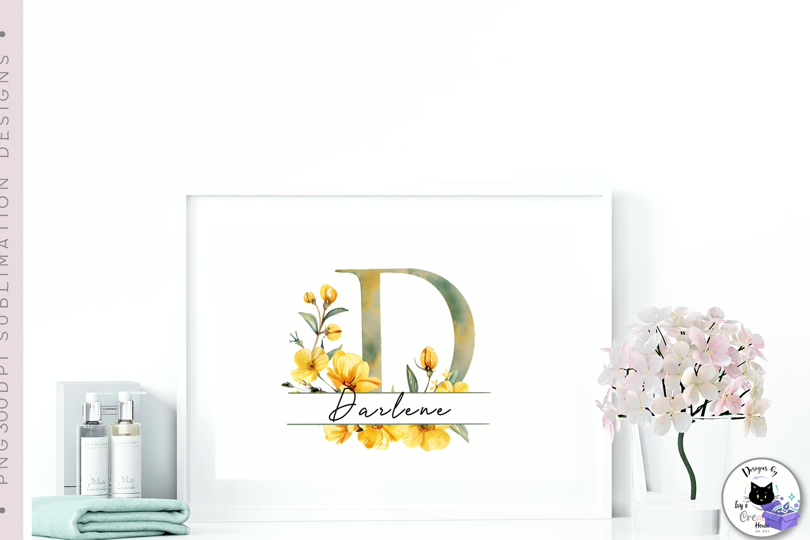 Floral Letter PNG Monogram Süblimasyon Baskı - DTF & Süblimasyon Baskı Tasarımı (SVG, DXF, EPS, PNG) - detaylı önizleme 3