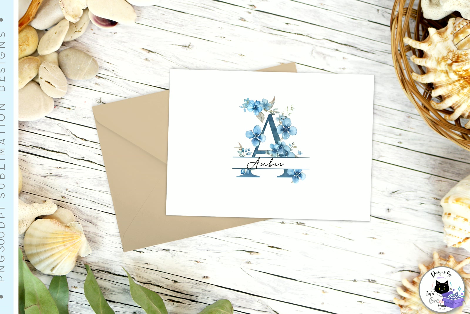 Watercolor Floral Monogram Letter Design - DTF & Süblimasyon Baskı Tasarımı (SVG, DXF, EPS, PNG) - detaylı önizleme 3