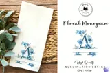 Suluboya Çiçekli Monogram Harf Tasarımı - DTF & Süblimasyon Baskı Tasarımı (PNG) - detaylı önizleme 5