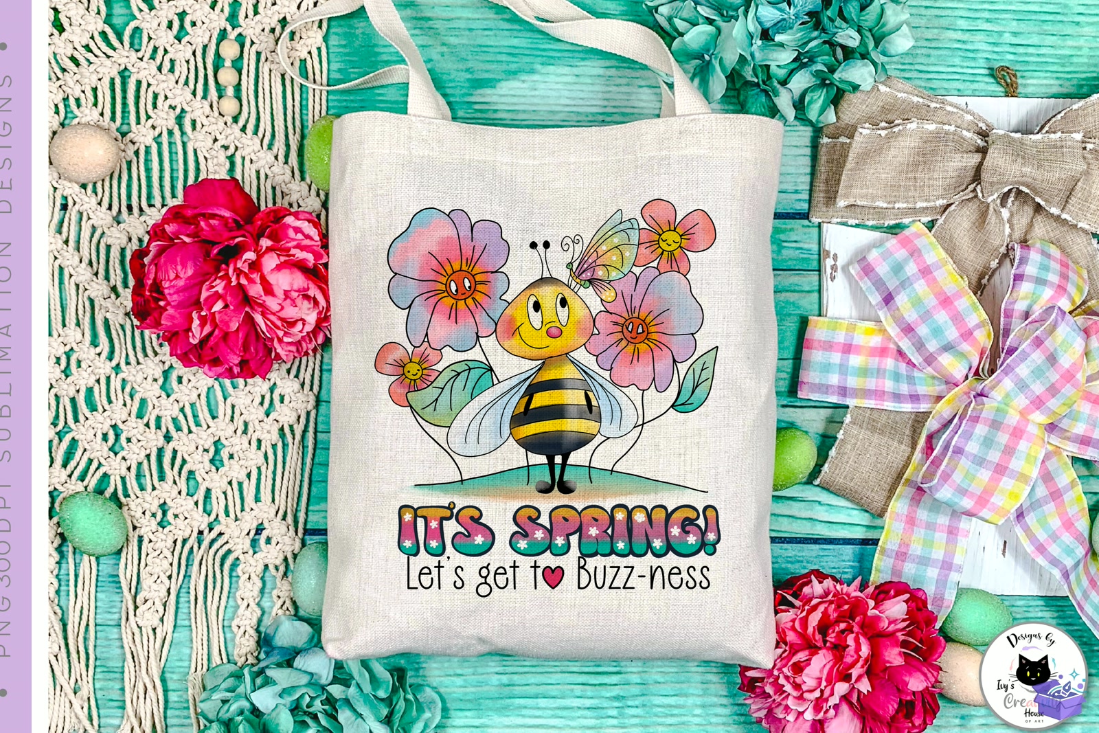 Cute Bee Spring Süblimasyon Baskı Design - DTF & Süblimasyon Baskı Tasarımı (SVG, DXF, EPS, PNG) - detaylı önizleme 2