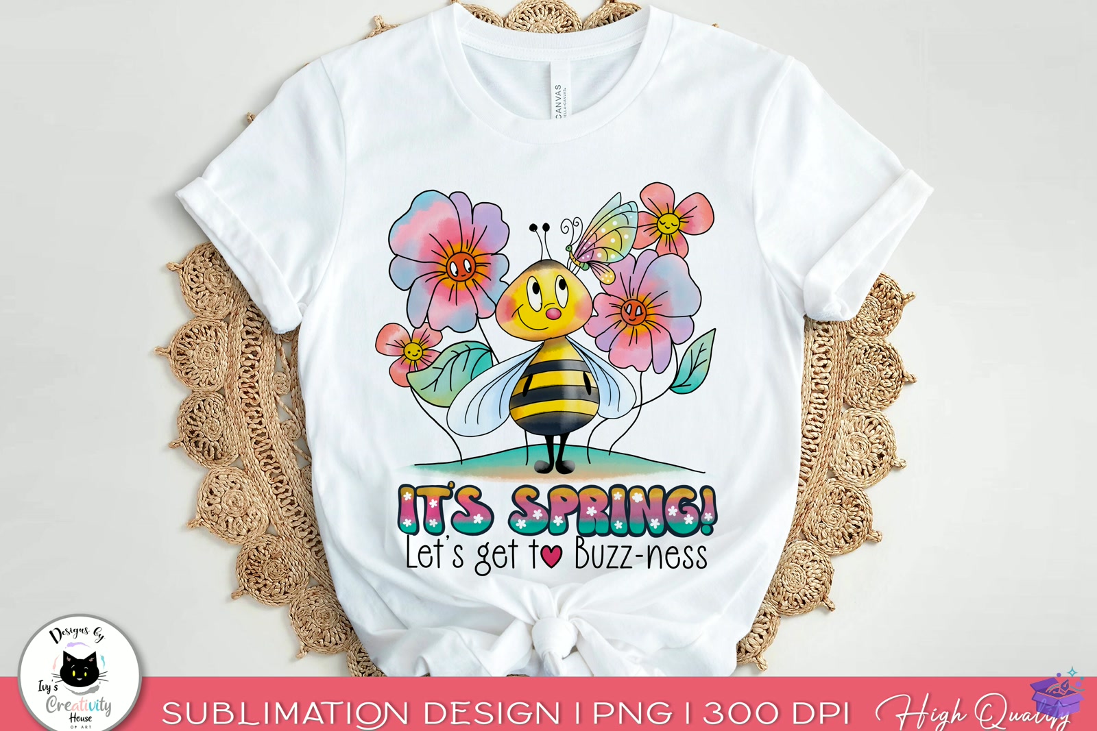 Cute Bee Spring Süblimasyon Baskı Design - DTF & Süblimasyon Baskı Tasarımı (SVG, DXF, EPS, PNG) - detaylı önizleme 5