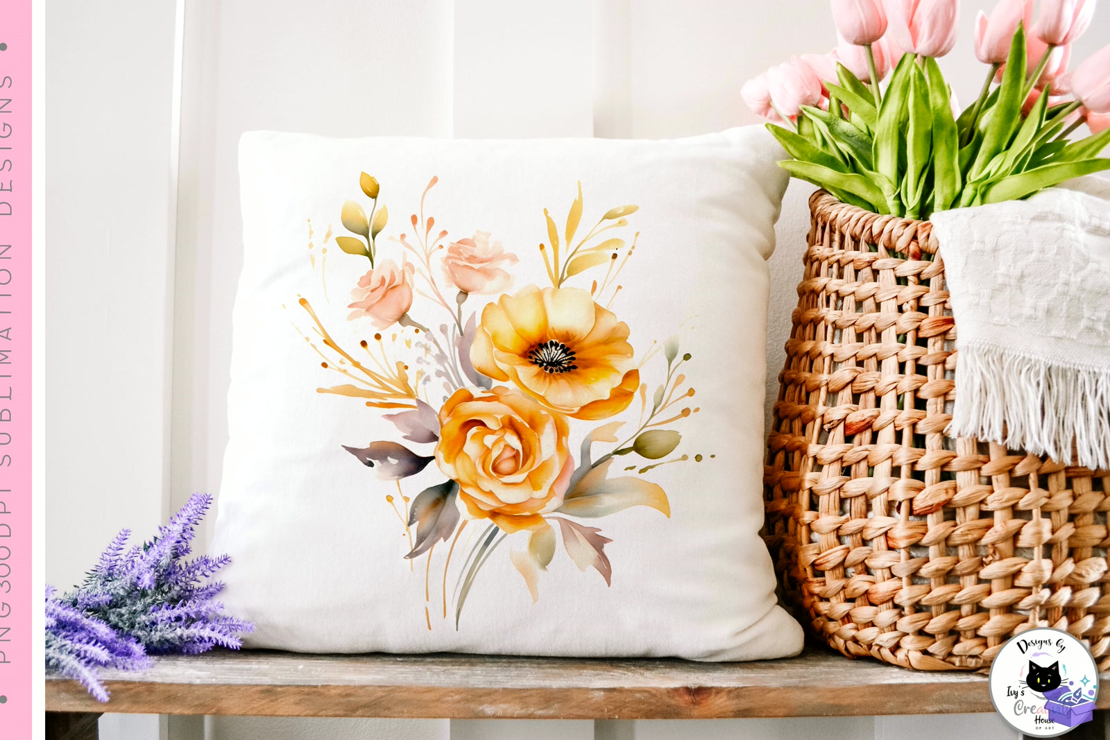 Watercolor Floral Spring PNG - DTF & Süblimasyon Baskı Tasarımı (SVG, DXF, EPS, PNG) - detaylı önizleme 3