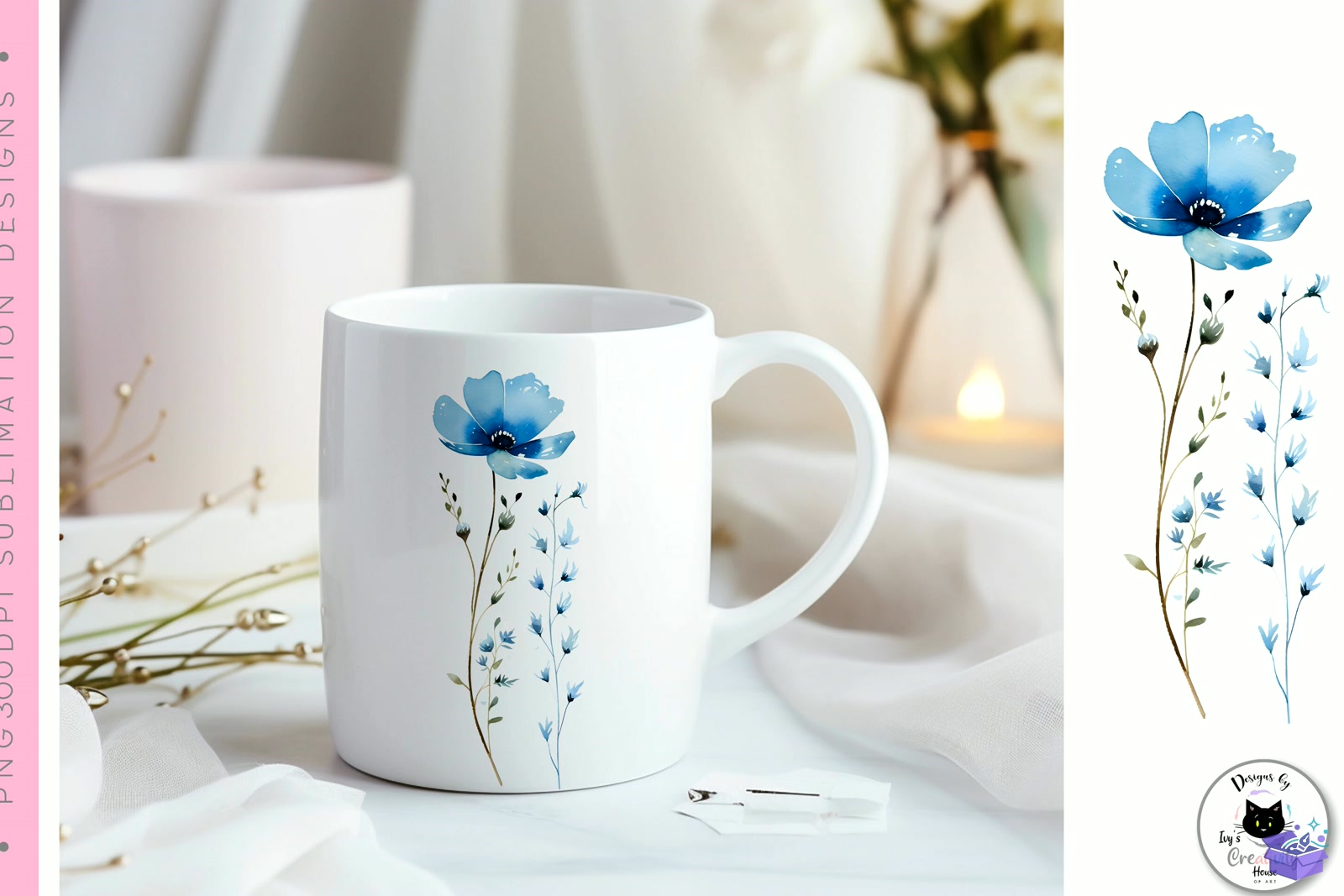 Watercolor Floral Spring PNG - DTF & Süblimasyon Baskı Tasarımı (SVG, DXF, EPS, PNG) - detaylı önizleme 4