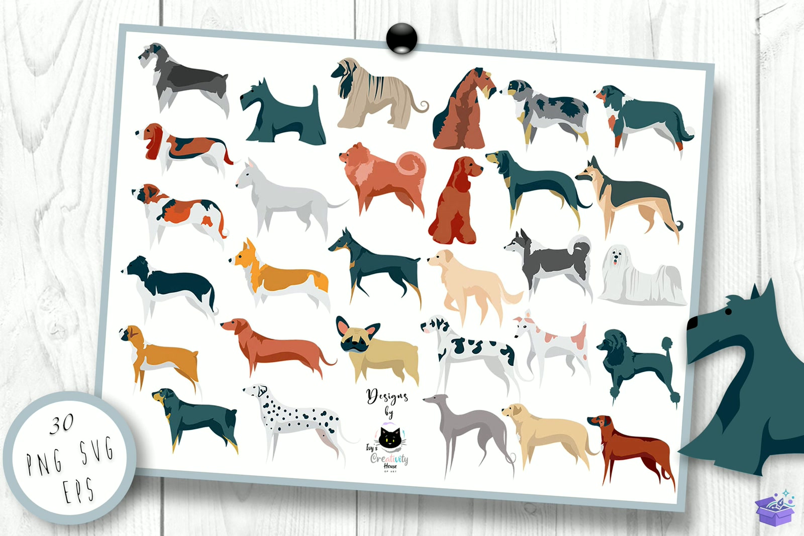 Köpek Breed SVG Köpek Breed - DTF & Süblimasyon Baskı Tasarımı (SVG, DXF, EPS, PNG) - detaylı önizleme 2