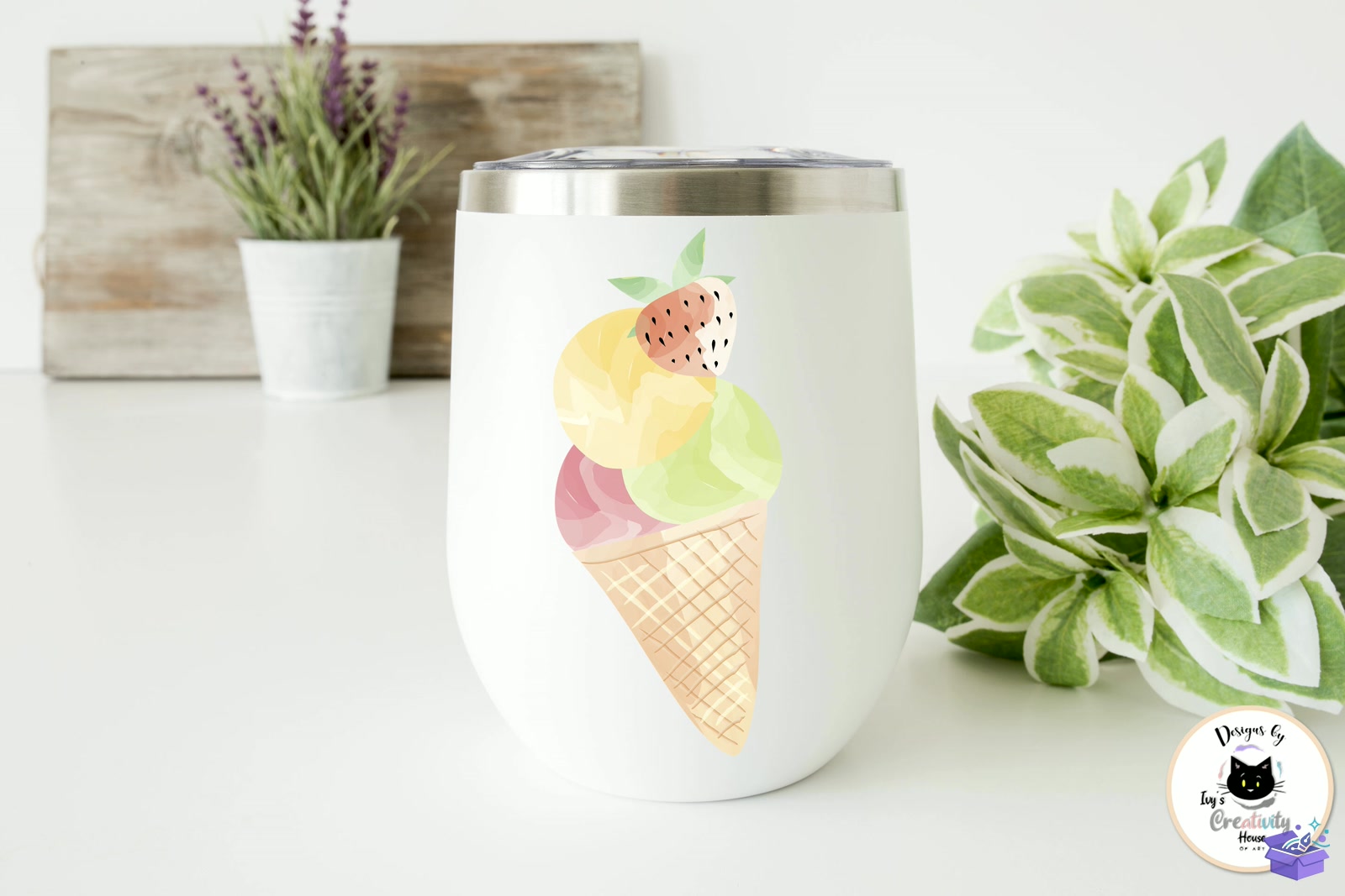 Watercolor Ice Cream Summer - DTF & Süblimasyon Baskı Tasarımı (SVG, DXF, EPS, PNG) - detaylı önizleme 3