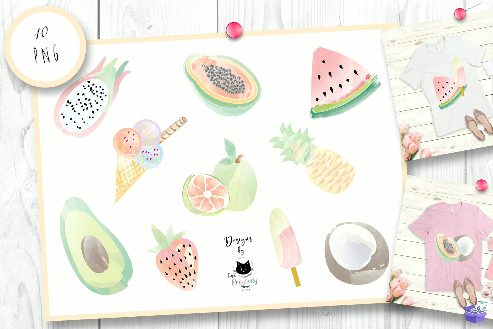 Watercolor Tropical Summer - DTF & Süblimasyon Baskı Tasarımı (SVG, DXF, EPS, PNG) - detaylı önizleme 2