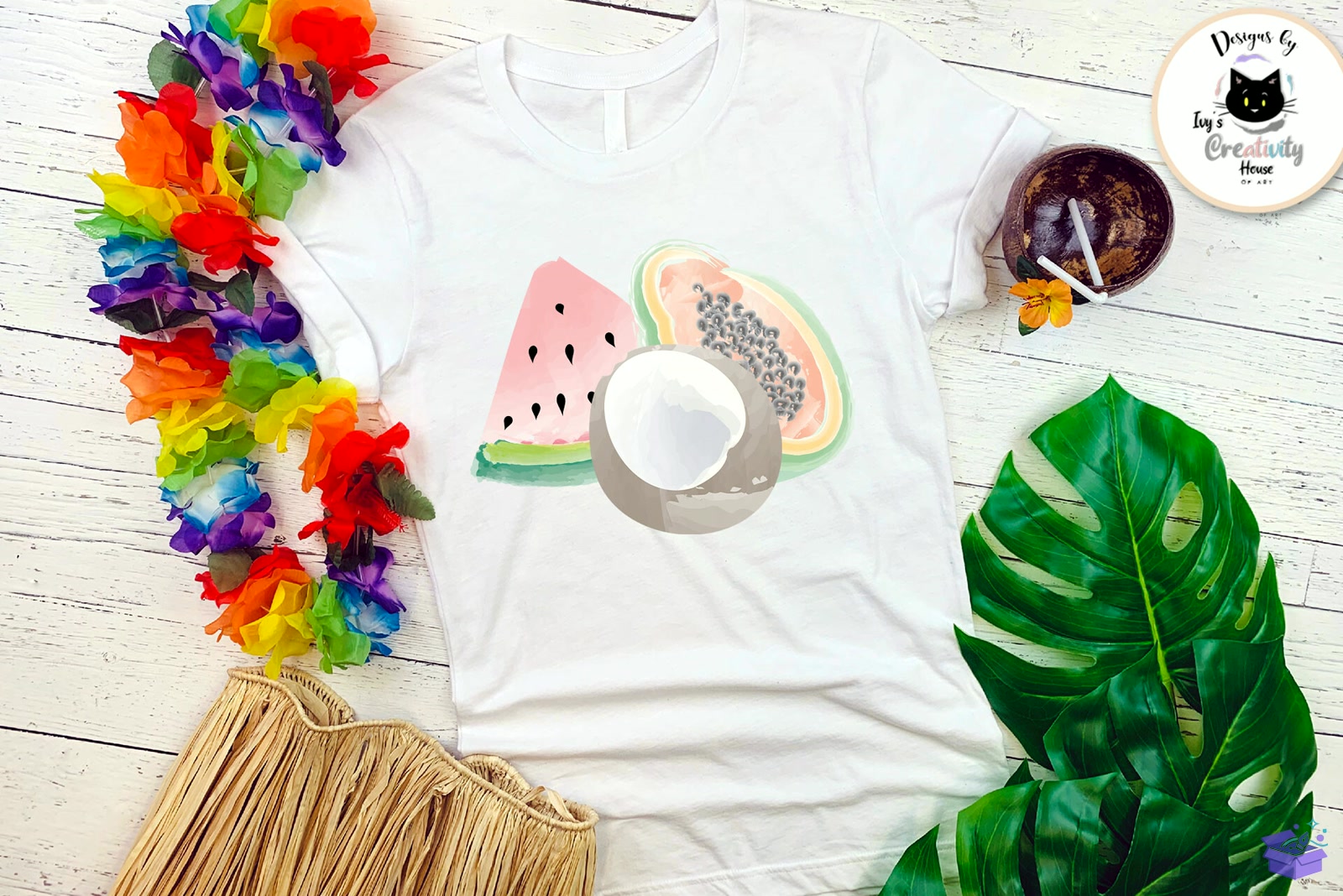 Watercolor Tropical Summer - DTF & Süblimasyon Baskı Tasarımı (SVG, DXF, EPS, PNG) - detaylı önizleme 4